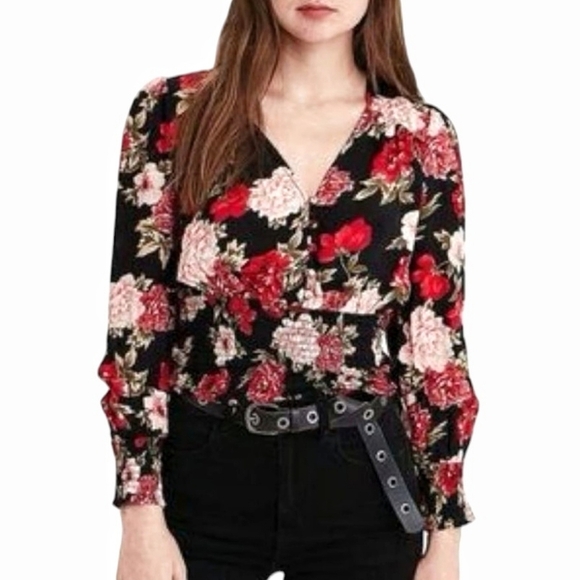 AEO - Floral Long Sleeves Smocked Button Down Blouse - Picture 13 of 13